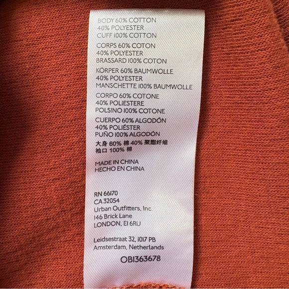 Anthropologie PILCRO Crochet Cuffed Waffle Thermal Long Sleeve Top Orange Small - Picture 4 of 9